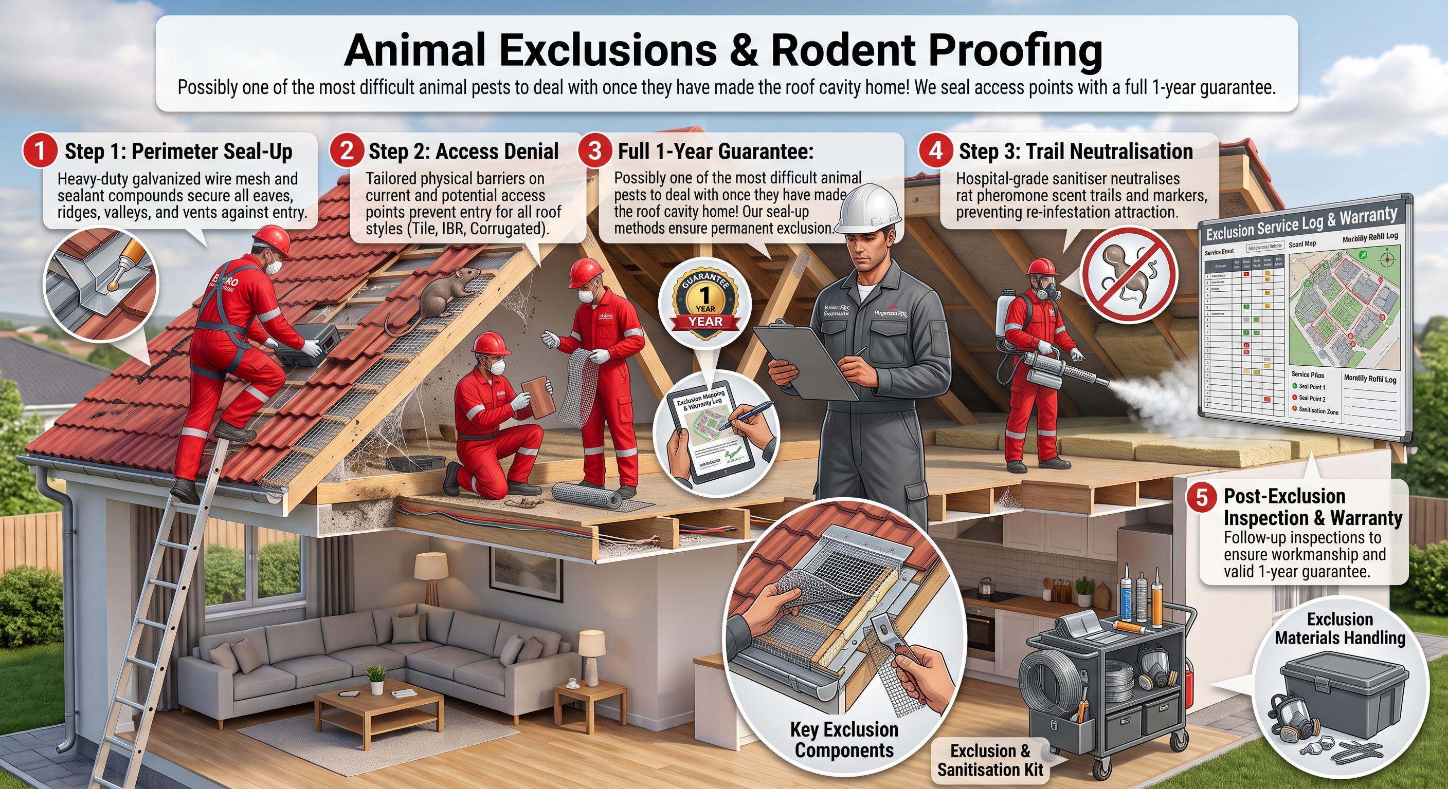 Animal Exclusions & Rodent Proofing - Permanent Seal-Up & 1-Year Guarantee