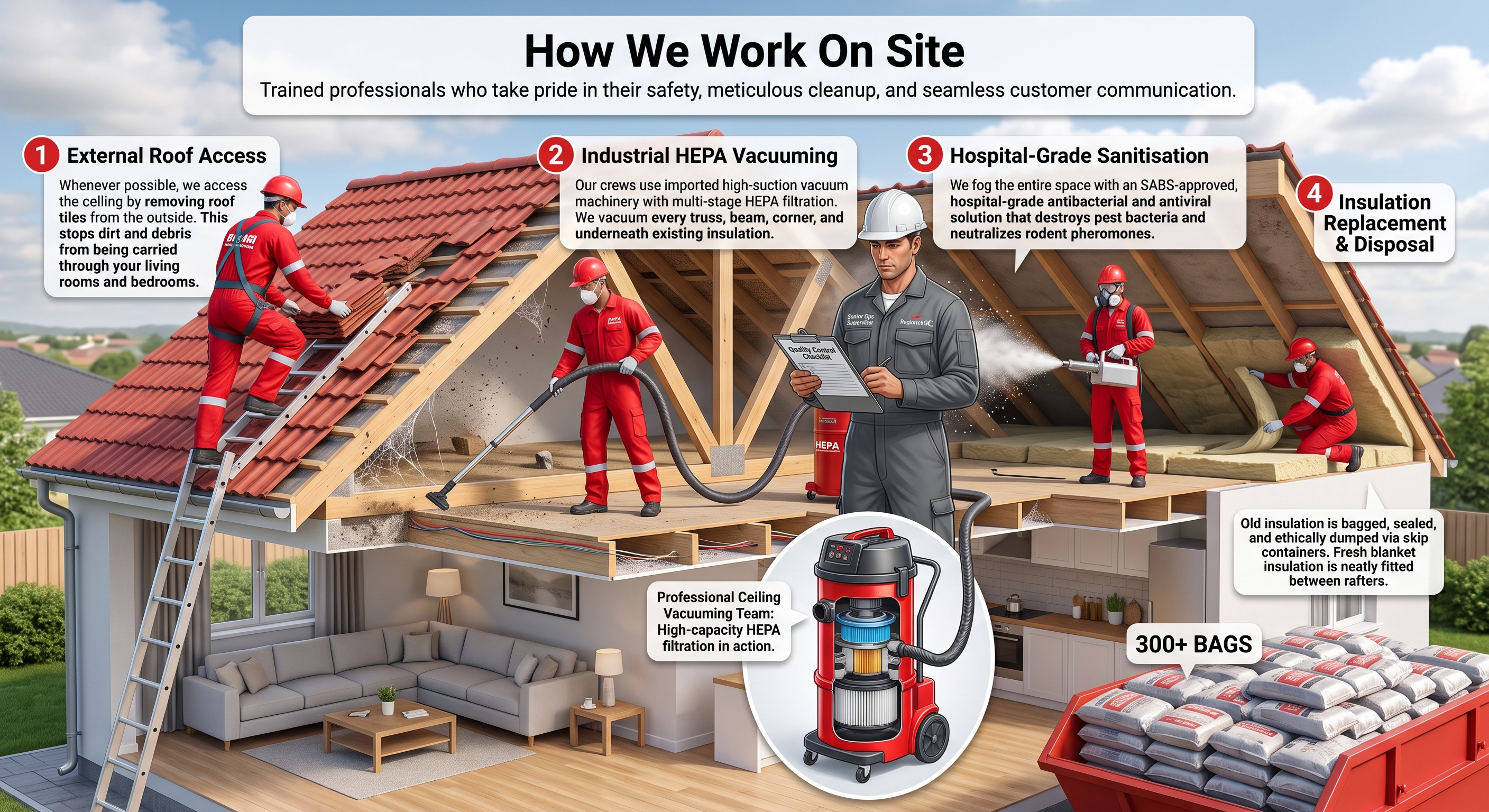 Ceiling Vacuuming & HEPA Extraction - On-Site Supervision & Process