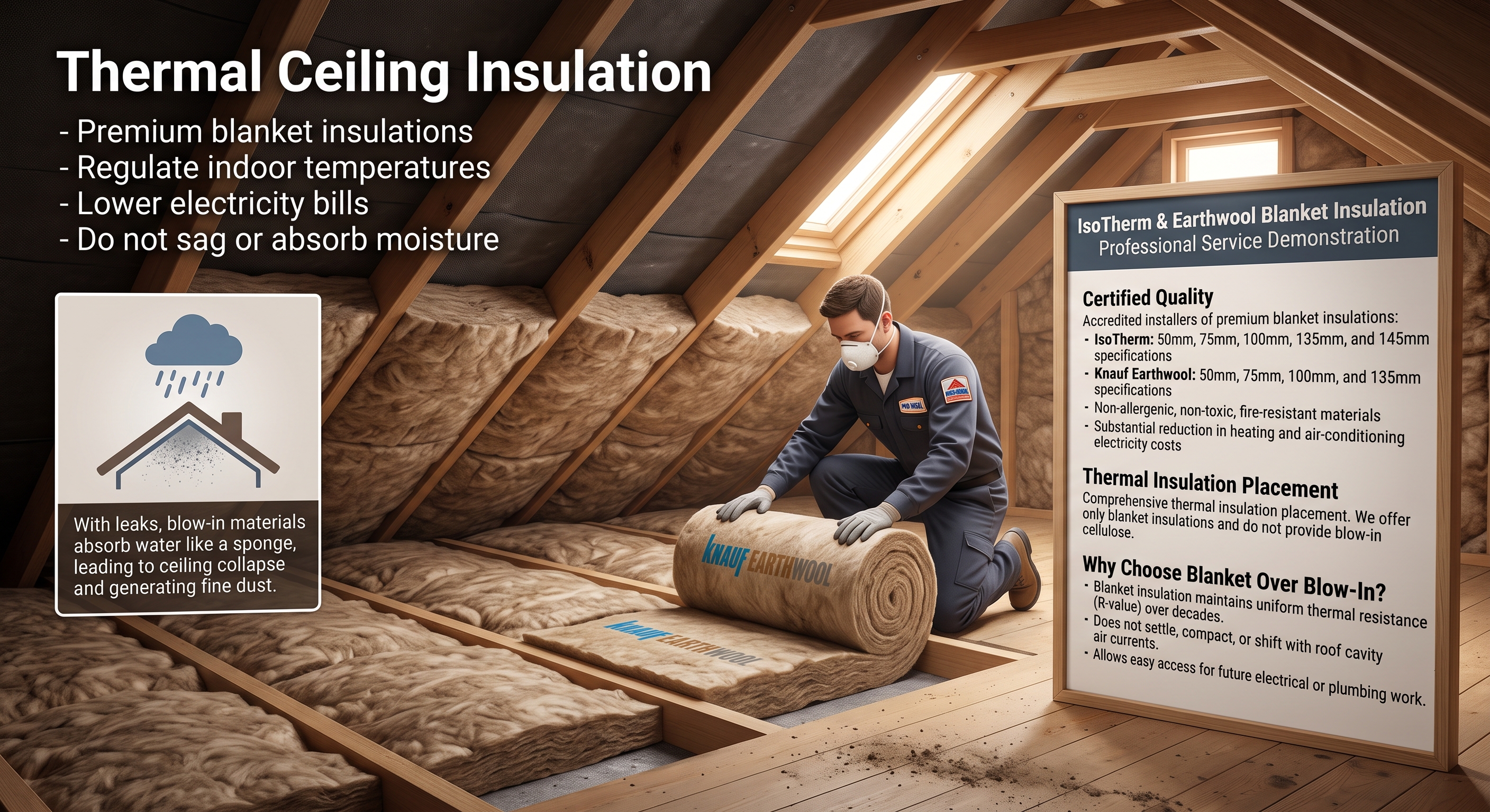 IsoTherm & Knauf Earthwool Thermal Blanket Insulation Installation